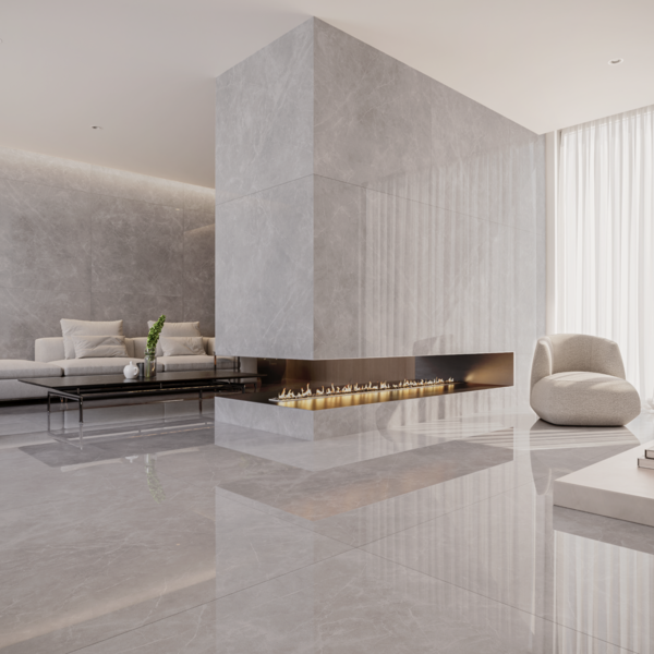 Porcelanato Marmorizado Acetinado Borda Reta Interno 120x120cm Gris Armani Biancogres - Imagem 2